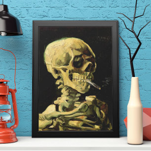 Van Gogh Skull with Burning Cigarette, Vintage Art Poster