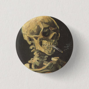 VAN GOGH - Skull with cigarette 1885 3 Cm Round Badge