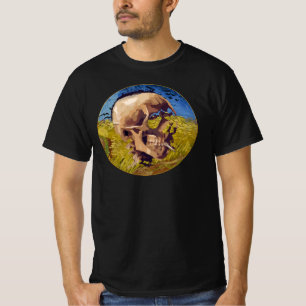 Van Gogh Skull with Cigarette Crows in Wheatfield T-Shirt