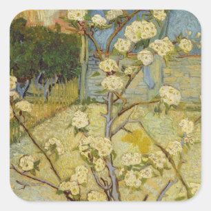 Van Gogh Small Pear Tree in Blossom (F405) Square Sticker
