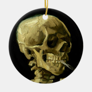 Van Gogh Smoking Skeleton Ceramic Ornament