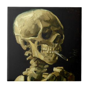 Van Gogh Smoking Skeleton Ceramic Tile