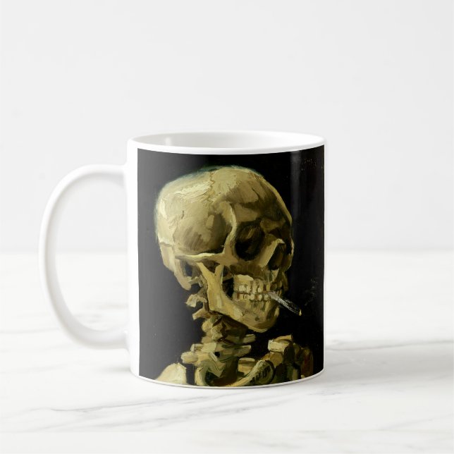 Van Gogh Smoking Skeleton Coffee Mug (Left)