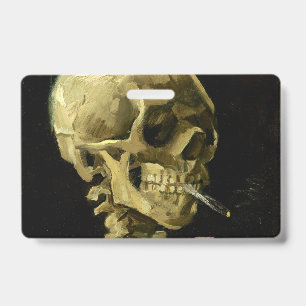 Van Gogh Smoking Skeleton ID Badge