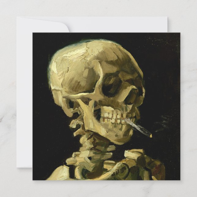 Van Gogh Smoking Skeleton Invitation (Front)