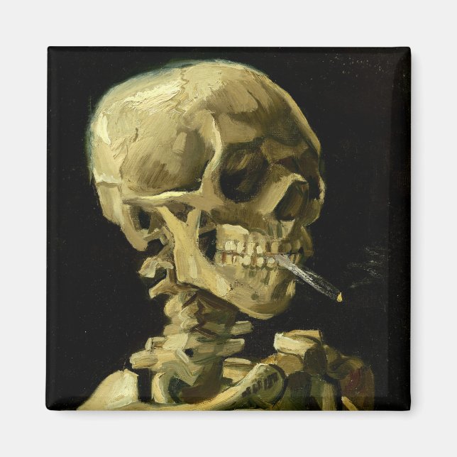Van Gogh Smoking Skeleton Magnet (Front)