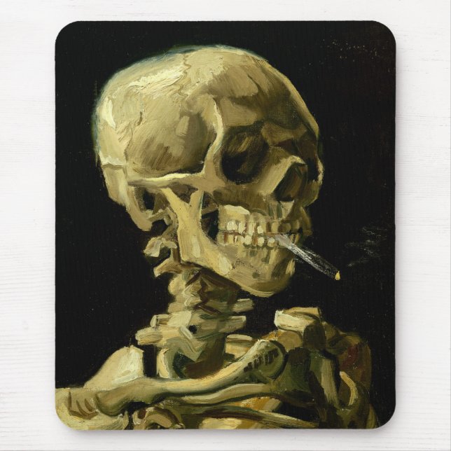 Van Gogh Smoking Skeleton Mouse Pad (Front)