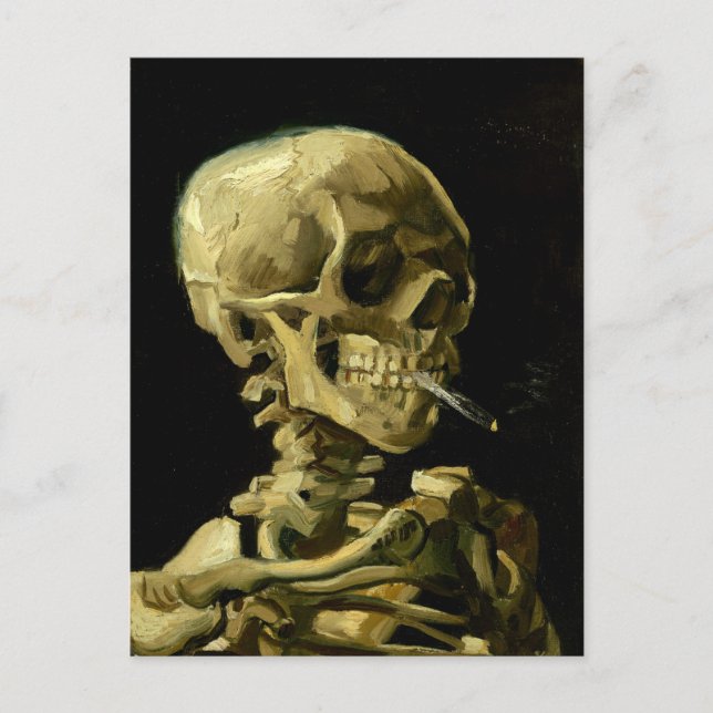 Van Gogh Smoking Skeleton Postcard (Front)