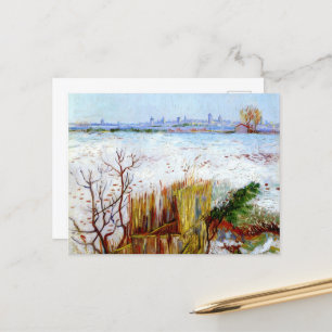 Van Gogh-Snowy Landscape with Arles in Background Postcard