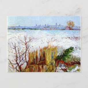 Van Gogh-Snowy Landscape with Arles in Background Postcard