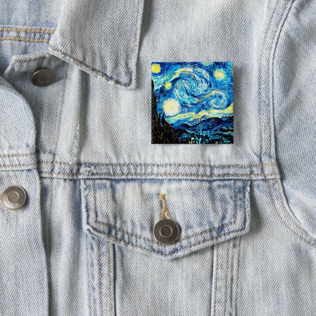 Van Gogh, Starry Night, 15 Cm Square Badge (In Situ)