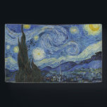 Van Gogh Starry Night Banner<br><div class="desc">Starry Night by Vincent Van Gogh, oil on canvas, 1889, is a landscape painting of a vast swirl of shining stars over a landscape of distant town and rolling hills, with a single cypress tree rising in the foreground like a dark green flame. Van Gogh painted his starry masterpiece not...</div>