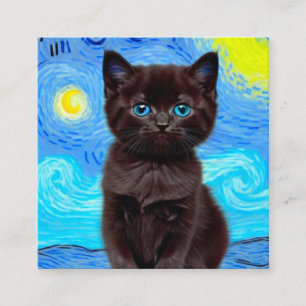 Van Gogh Starry Night Black Cat Enclosure Card