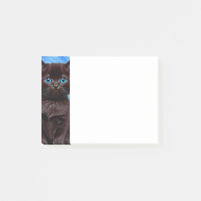 Van Gogh Starry Night Black Cat Post-it Notes (Front)