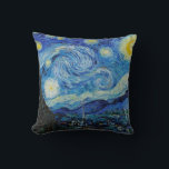 Van Gogh Starry Night. Blue impressionism sky art Cushion<br><div class="desc">Van Gogh "The Starry Night" throw pillow. Blue impressionism sky and stars art.</div>