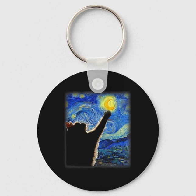 Van Gogh Starry Night Cat - Clic Fit  Key Ring (Front)