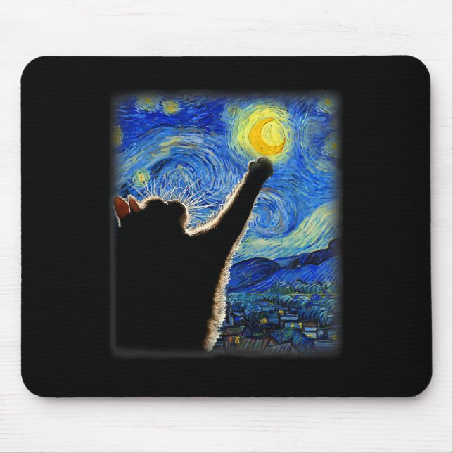 Van Gogh Starry Night Cat - Clic Fit  Mouse Pad (Front)
