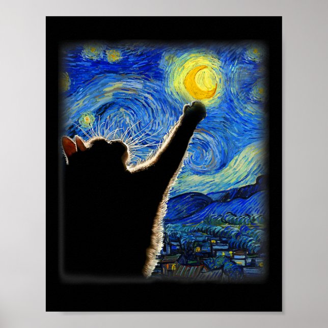 Van Gogh Starry Night Cat - Clic Fit  Poster (Front)
