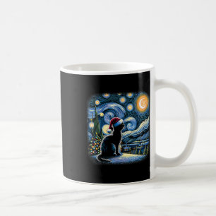 Van Gogh Starry Night Cat Funny Black Cat Christma Coffee Mug