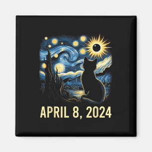 Van Gogh Starry Night Cat Total Solar Eclipse Apri Magnet