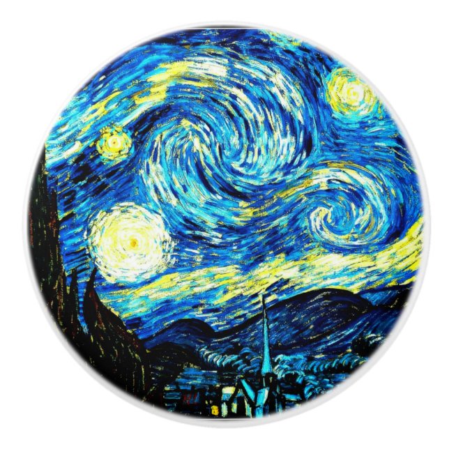 Van Gogh - Starry Night Ceramic Knob (Front)