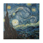 Van Gogh Starry Night Ceramic Tile<br><div class="desc">Vincent Van Gogh famous painting starry night</div>