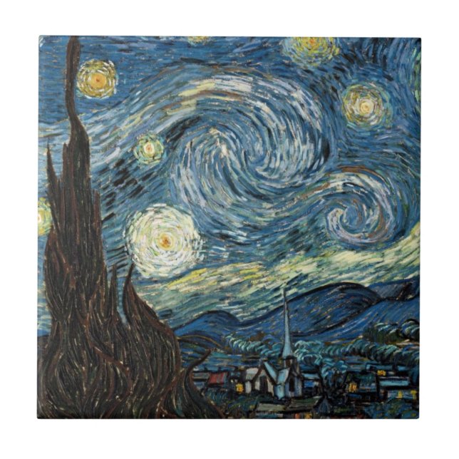 Van Gogh Starry Night Ceramic Tile (Front)