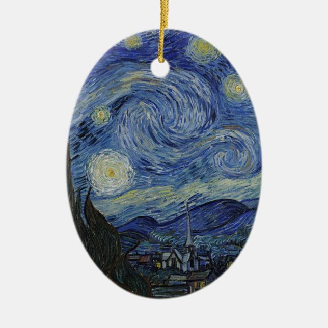 Van Gogh Starry Night Ceramic Tree Decoration (Front)