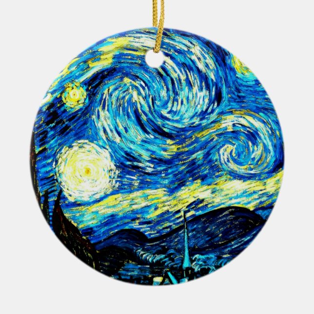 Van Gogh: Starry Night Ceramic Tree Decoration (Front)