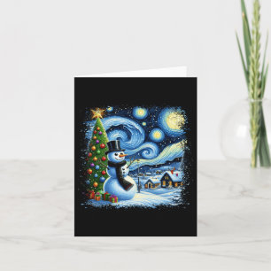 Van Gogh Starry Night Christmas Snowman Snowy Nigh Card