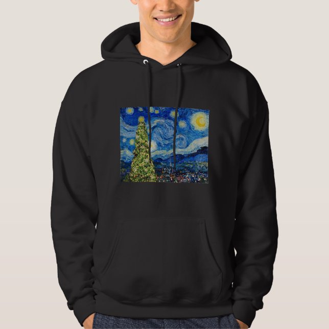 Van Gogh Starry Night - Christmas Tree Hoodie (Front)
