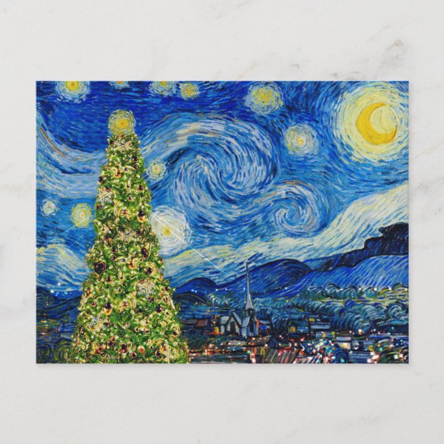 Van Gogh Starry Night - Christmas Tree Postcard (Front)