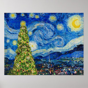 Van Gogh Starry Night - Christmas Tree Poster