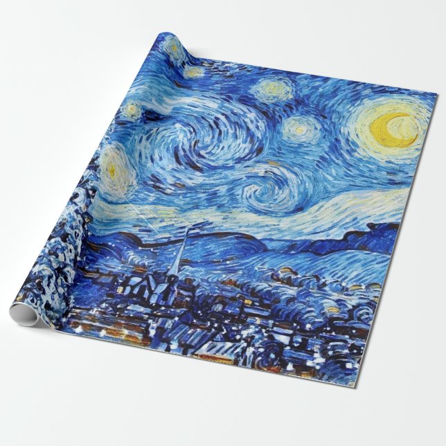 Van Gogh Starry Night - Christmas Tree Wrapping Paper (Unrolled)