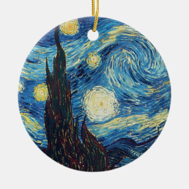 Van Gogh Starry Night Classic Impressionism Art Ceramic Ornament (Front)