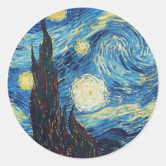 Van Gogh Starry Night Classic Impressionism Art Classic Round Sticker (Front)