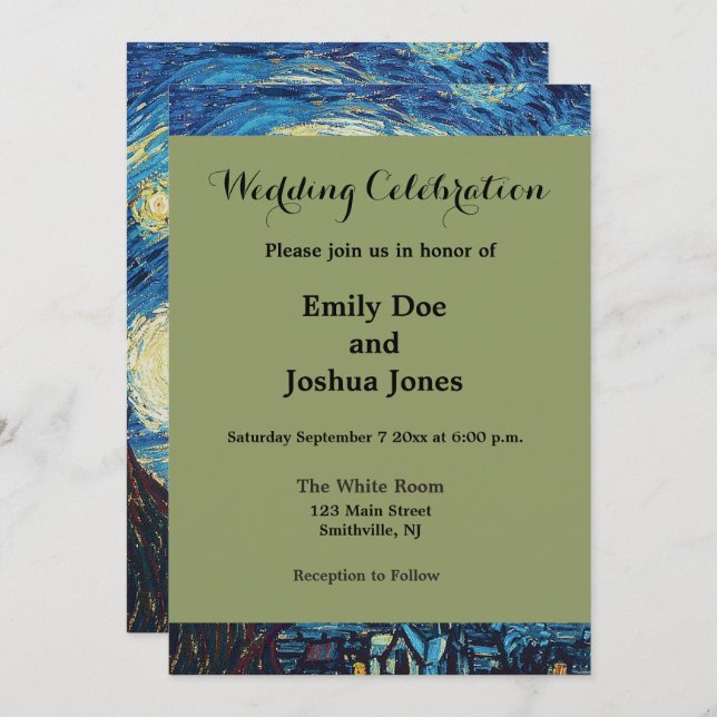 Van Gogh Starry Night Classic Impressionism Art Invitation (Front/Back)