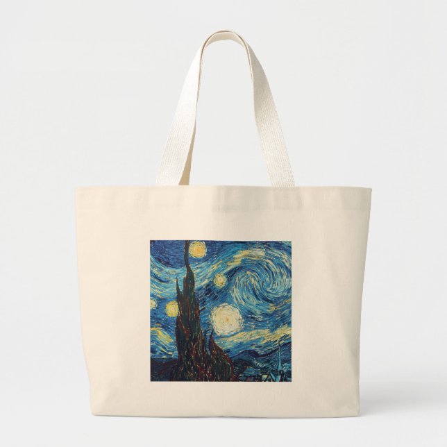 Van Gogh Starry Night Classic Impressionism Art Large Tote Bag (Front)