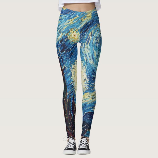 Van Gogh Starry Night Classic Impressionism Art Leggings (Front)