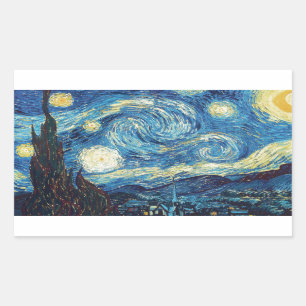 Van Gogh Starry Night Classic Impressionism Art Rectangular Sticker