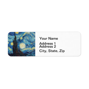 Van Gogh Starry Night Classic Impressionism Art Return Address Label