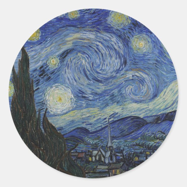 Van Gogh // Starry Night  Classic Round Sticker (Front)