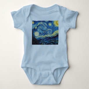 Van Gogh Starry Night Collage Baby Shower Vintage Bodysuit