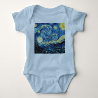 Van Gogh Starry Night Collage Baby Shower Vintage Bodysuit