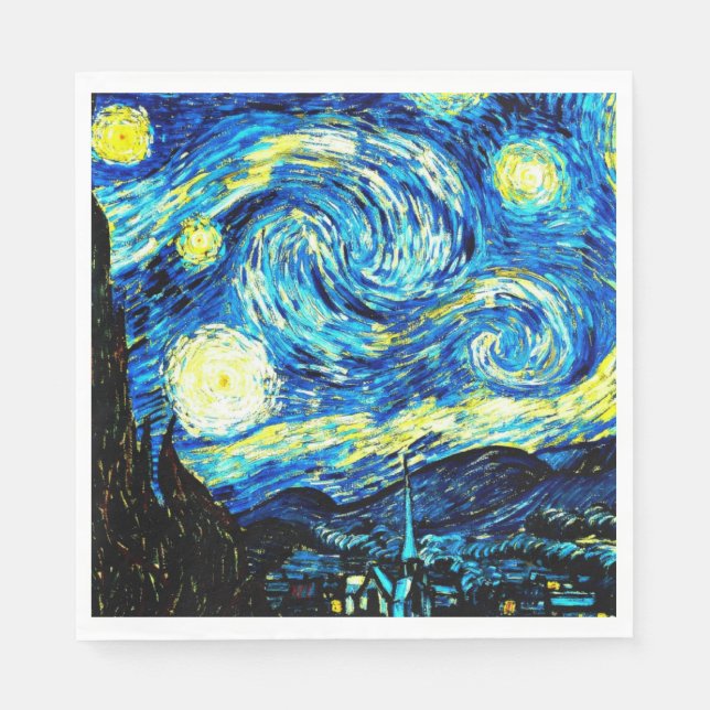 Van Gogh - Starry Night, famous painting Napkins (Front)