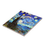 Van Gogh Starry Night Fine Art Ceramic Tile<br><div class="desc">Starry Night,  fine art by Vincent van Gogh.</div>