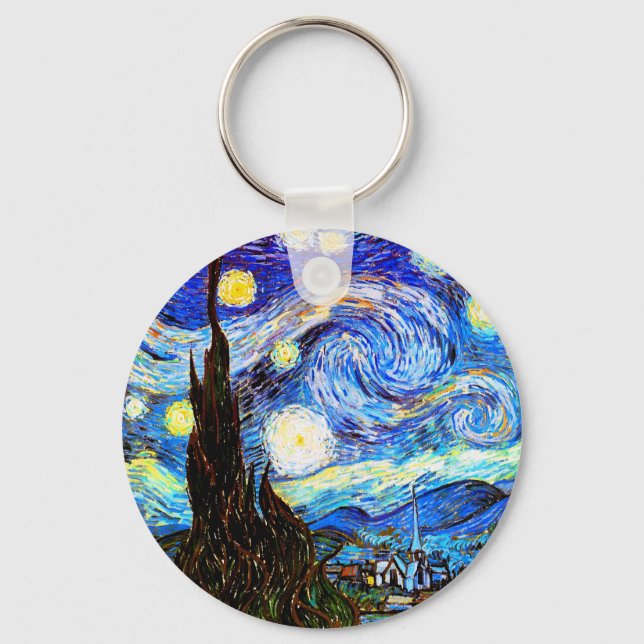 Van Gogh Starry Night Fine Art Key Ring (Front)