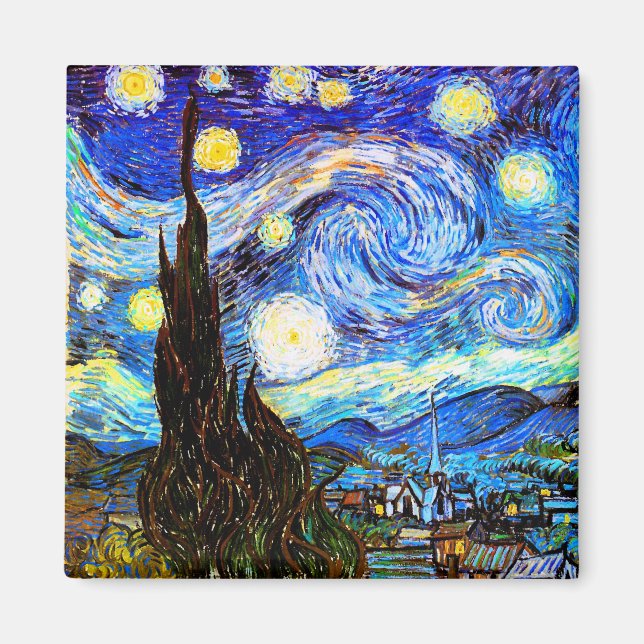 Van Gogh Starry Night Fine Art Magnet (Front)