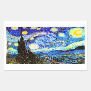 Van Gogh Starry Night Fine Art Rectangular Sticker