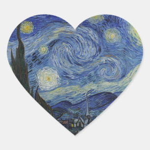 Van Gogh Starry Night Heart Sticker